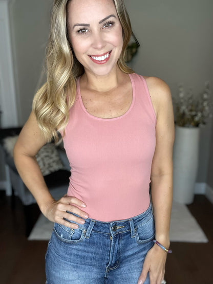 Mauve Seamless Tank Top with Racer Back